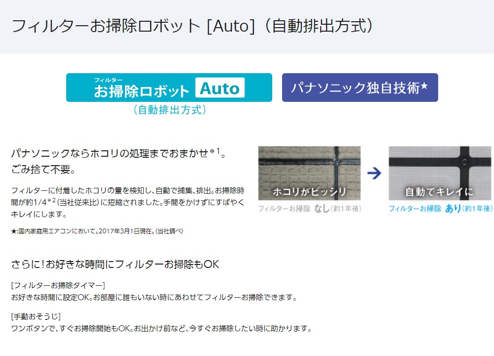 フィルターお掃除ロボット[Auto]（自動排出方式）