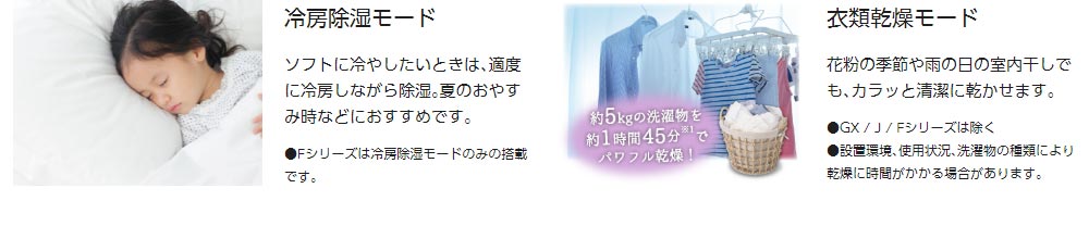 冷房除湿モード・衣類乾燥モード